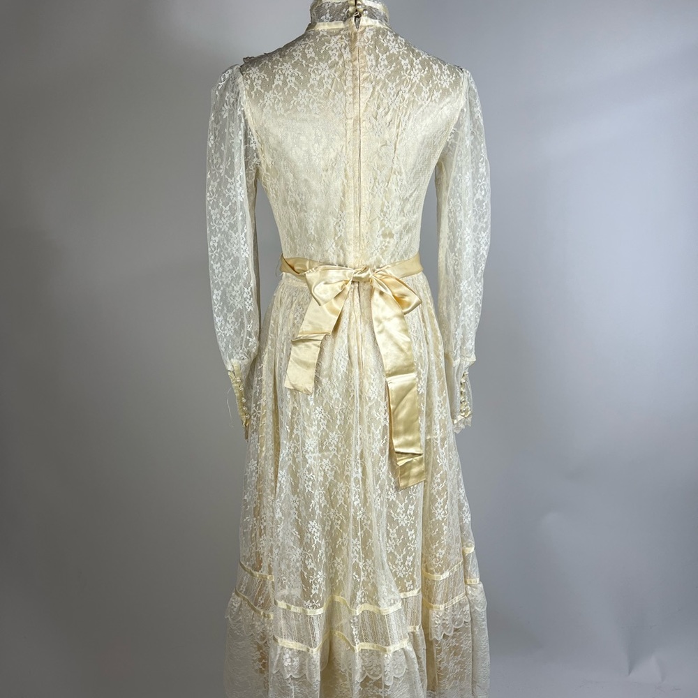 VINTAGE 70s GUNNE SAX Long Sleeve Edwardian Victorian Style Wedding Dress - Picture 6 of 8